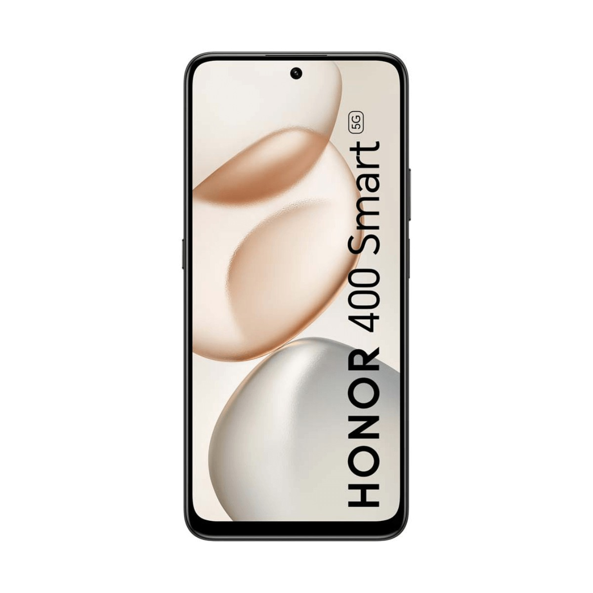 Smartphone Honor 400 Smart 5G con sfondo astratto beige.