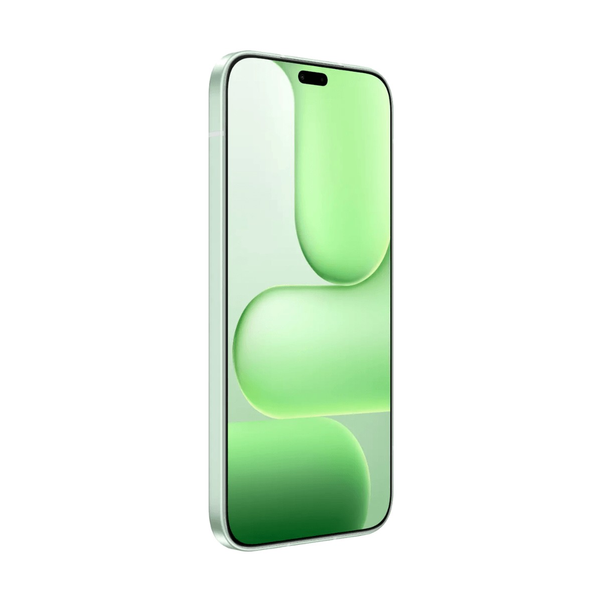 Uno smartphone verde con un'interfaccia utente astratta verde sullo schermo.