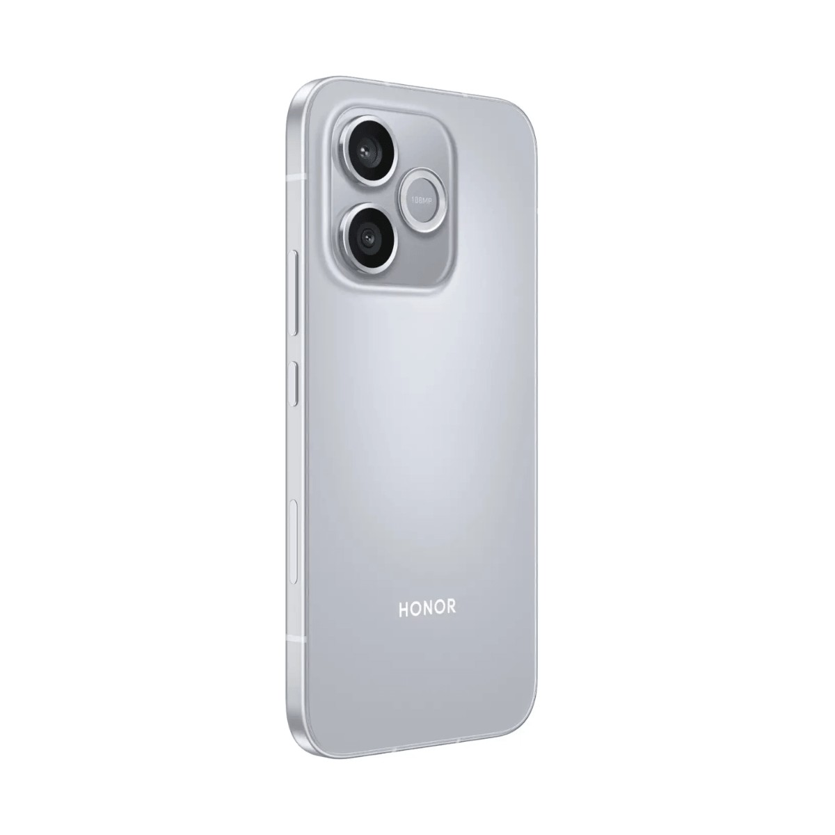Retro di uno smartphone Honor argentato con due fotocamere verticali e il logo Honor in basso.