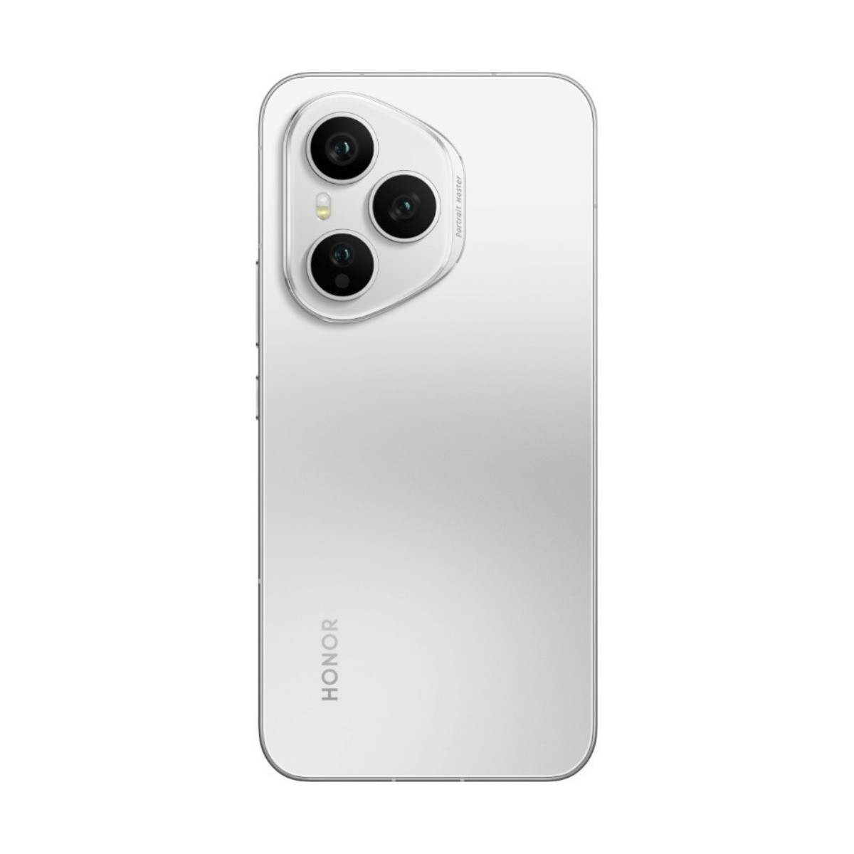 Retro di uno smartphone Honor argento con tripla fotocamera in alto a sinistra e marchio in basso.