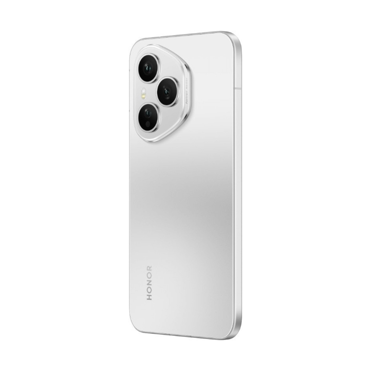 Retro di uno smartphone Honor argento con tripla fotocamera in alto a sinistra.