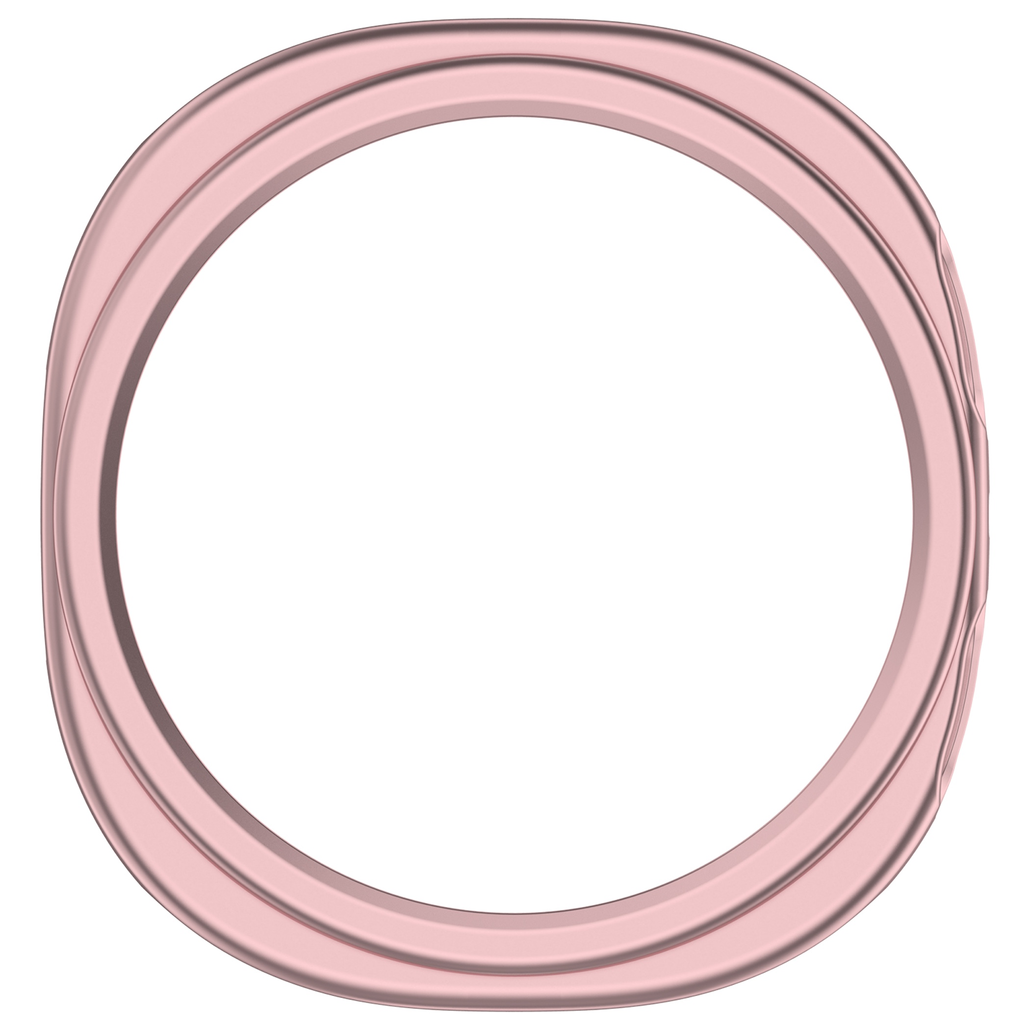 Ein leerer rosa Kreisrahmen mit glatten Kanten auf weißem Hintergrund.