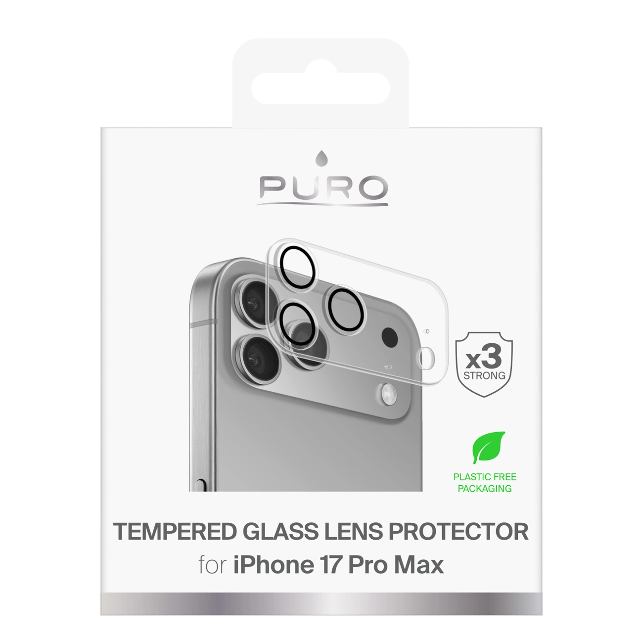Proteggi lente in vetro temperato Puro per iPhone 17 Pro Max.