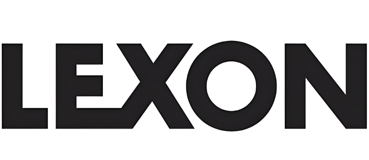 Logo nero con il nome del marchio LEXON in lettere maiuscole e in grassetto su sfondo bianco.