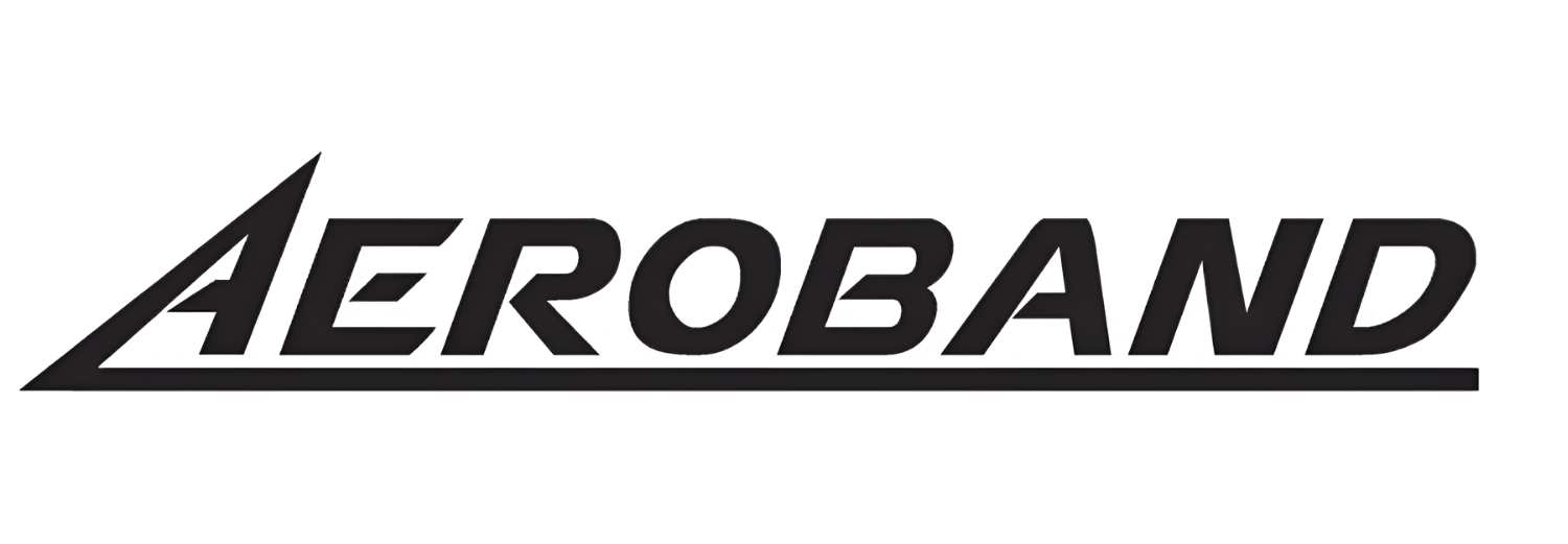Il logo nero Aeroband su sfondo bianco con una sottolineatura.