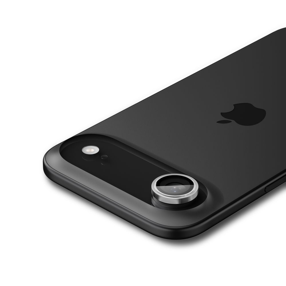 Primo piano del retro di uno smartphone nero con logo Apple e doppia fotocamera.