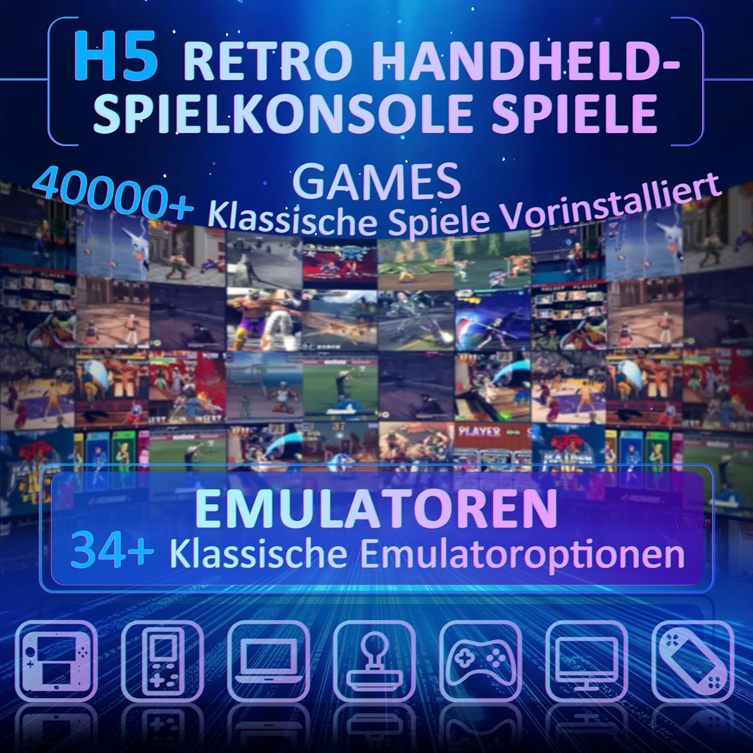 Retro-Handheld-Konsole mit vielen klassischen Spielen und Emulatoren.