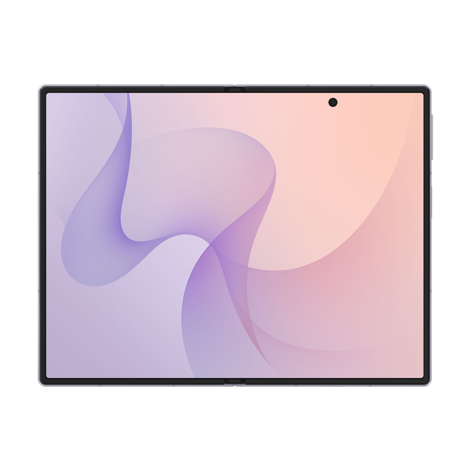 Uno smartphone pieghevole aperto con uno sfondo astratto colorato sullo schermo luminoso.