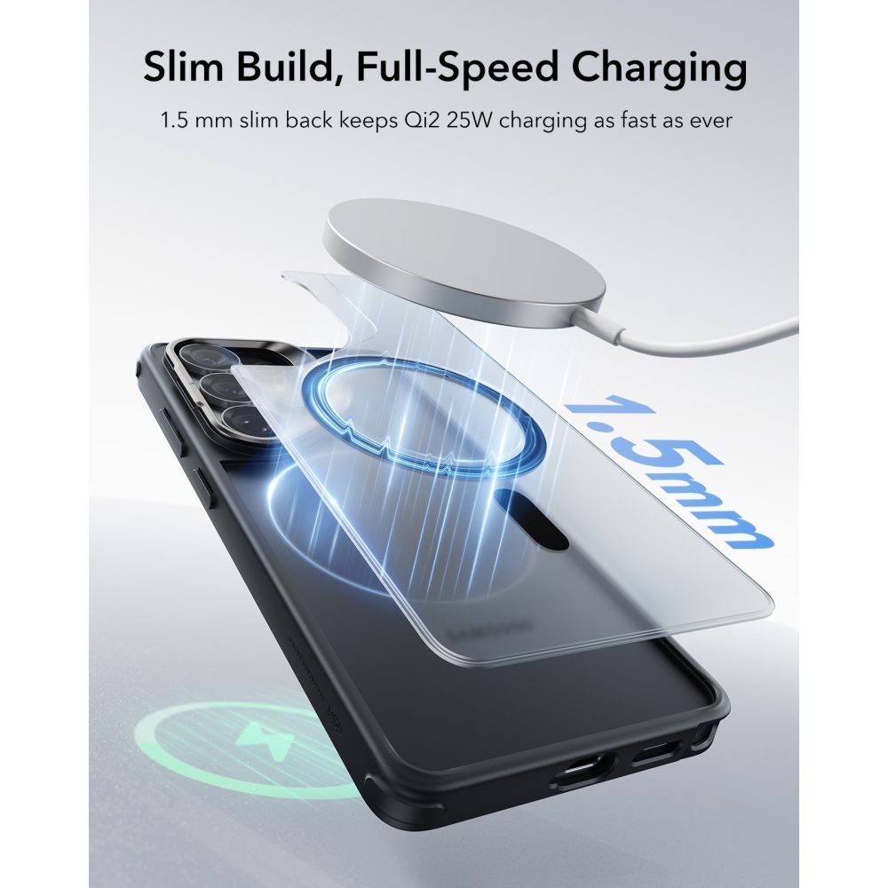 1.5 mm ince yapılı telefon kılıfı ve kablosuz şarj cihazı.