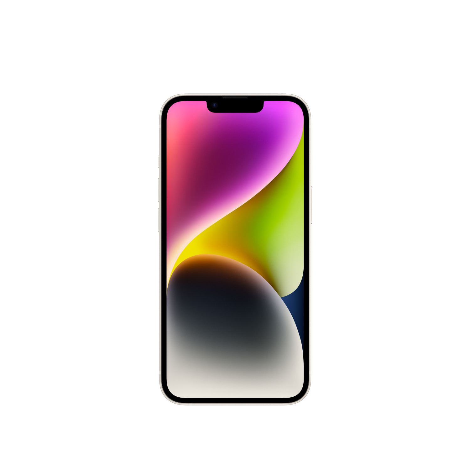 Smartfon z kolorowym, zakrzywionym tłem na ekranie na białym tle.