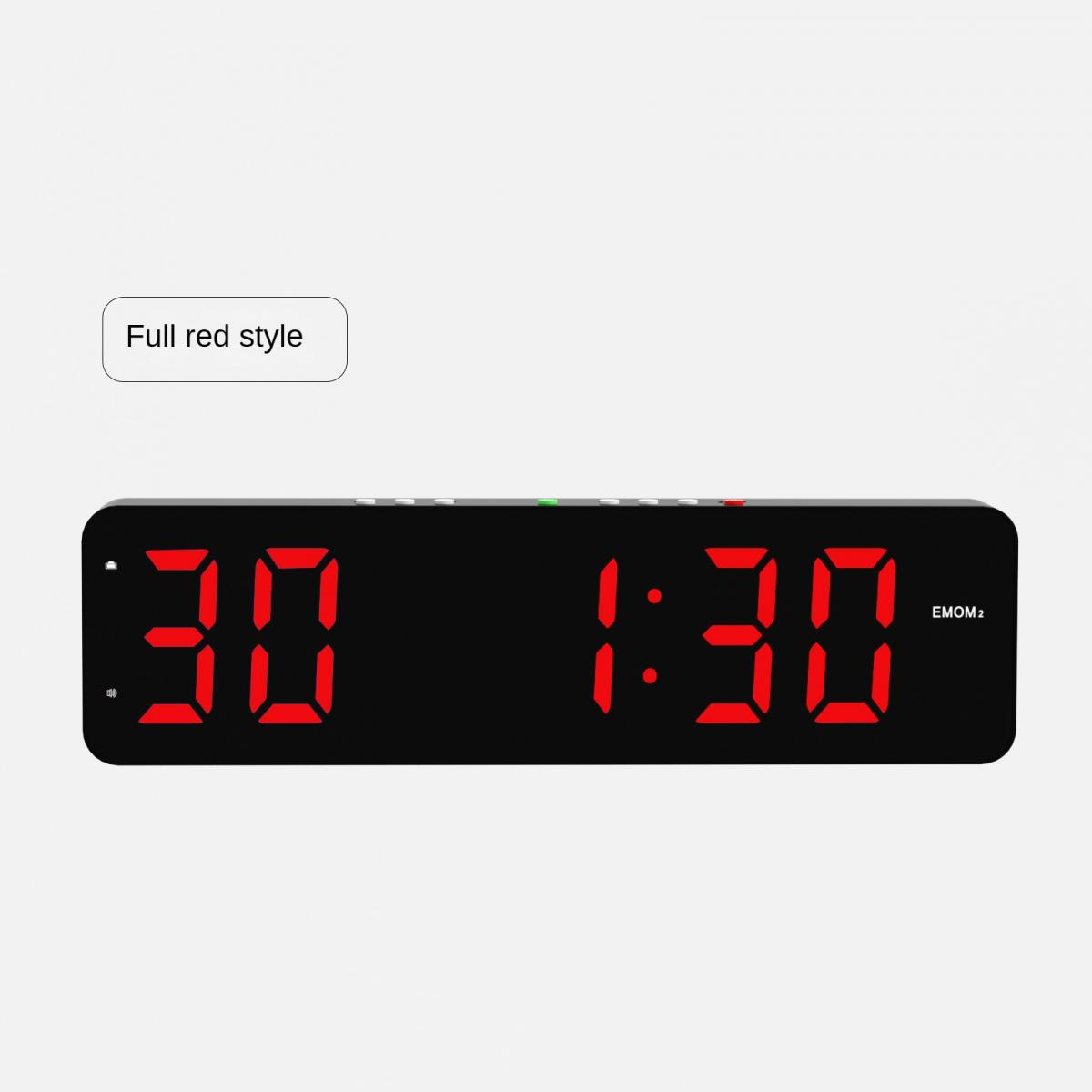 Digitale LED-Uhr mit schwarzem Gehäuse und leuchtend roten Ziffern, die die Zeit 30: 1:30 anzeigen.