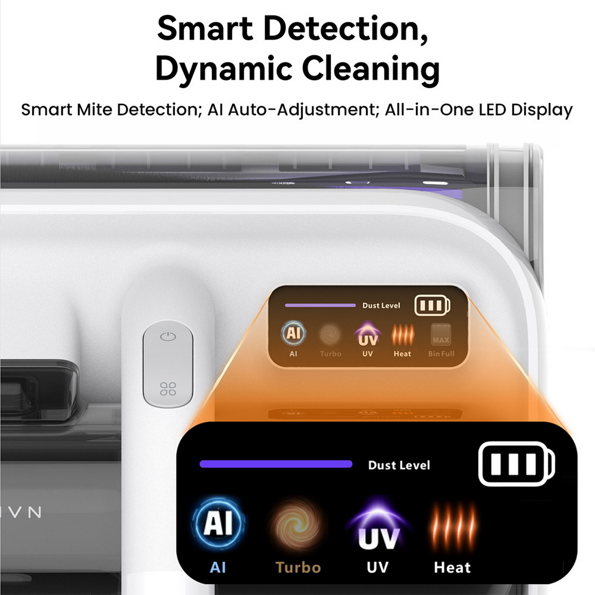 Smartes Detektionsgerät mit LED-Anzeige für AI, Turbo, UV und Hitze.