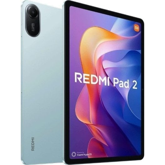 Tablet blu Redmi Pad 2 mostrato da davanti e da dietro.