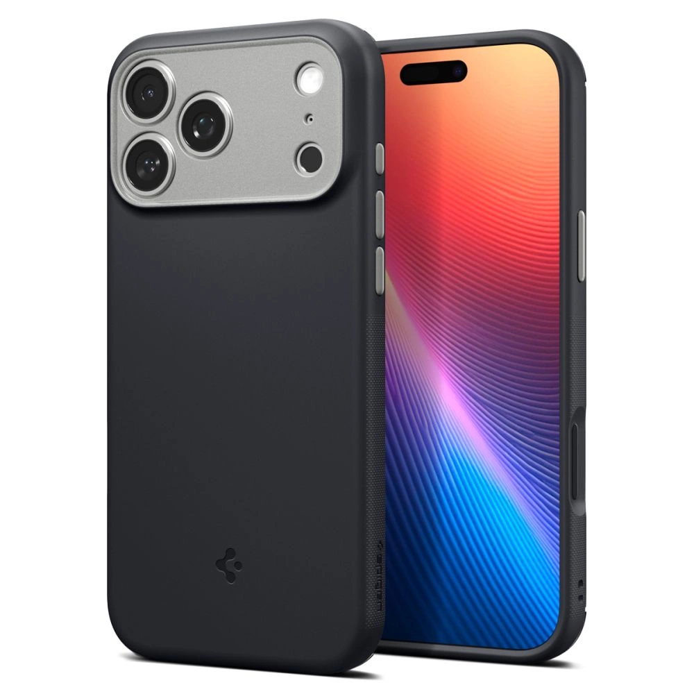 Ein schwarzes Smartphone mit einer silbernen Kameraabdeckung auf der Rückseite und einem bunten Bildschirm.