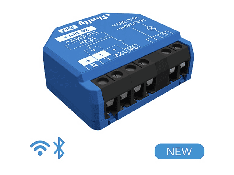 SHELLY 1 Gen3 Kuru Kontaklı Akıllı Röle Kontrol Rölesi Mavi