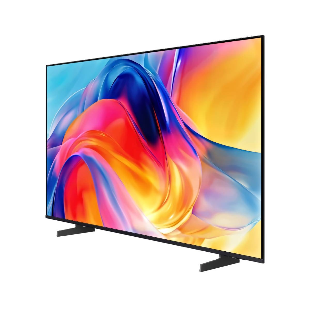 Ein Fernseher mit einem bunten, abstrakten Bild auf dem Bildschirm auf weißem Hintergrund.