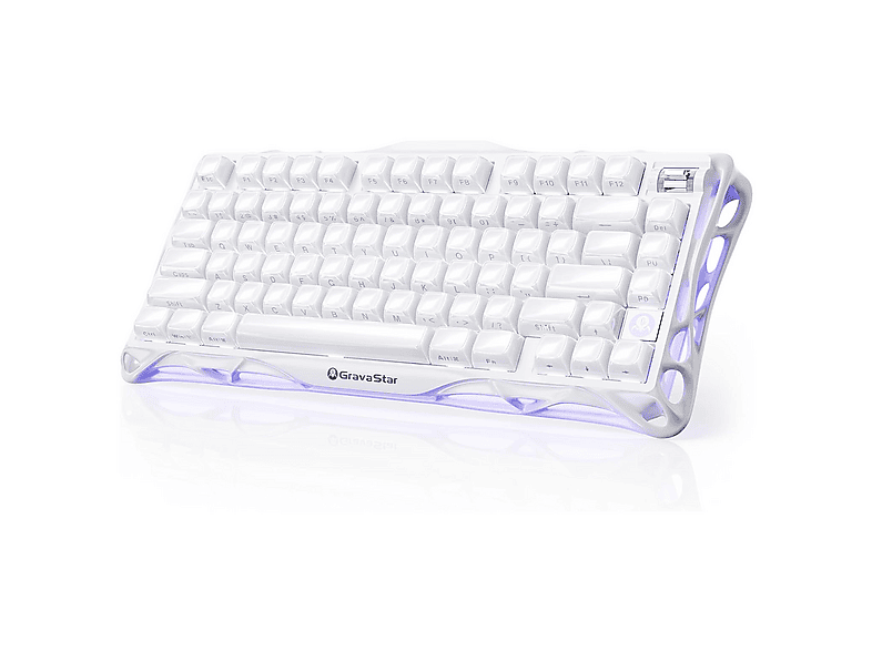 GRAVASTAR Mercury K1 RGB İngilizce Q Kablosuz Mekanik Oyuncu Klavyesi Opaline Beyaz