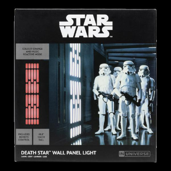 Embalaje de luz de panel de pared de la Estrella de la Muerte de Star Wars con soldados de asalto.