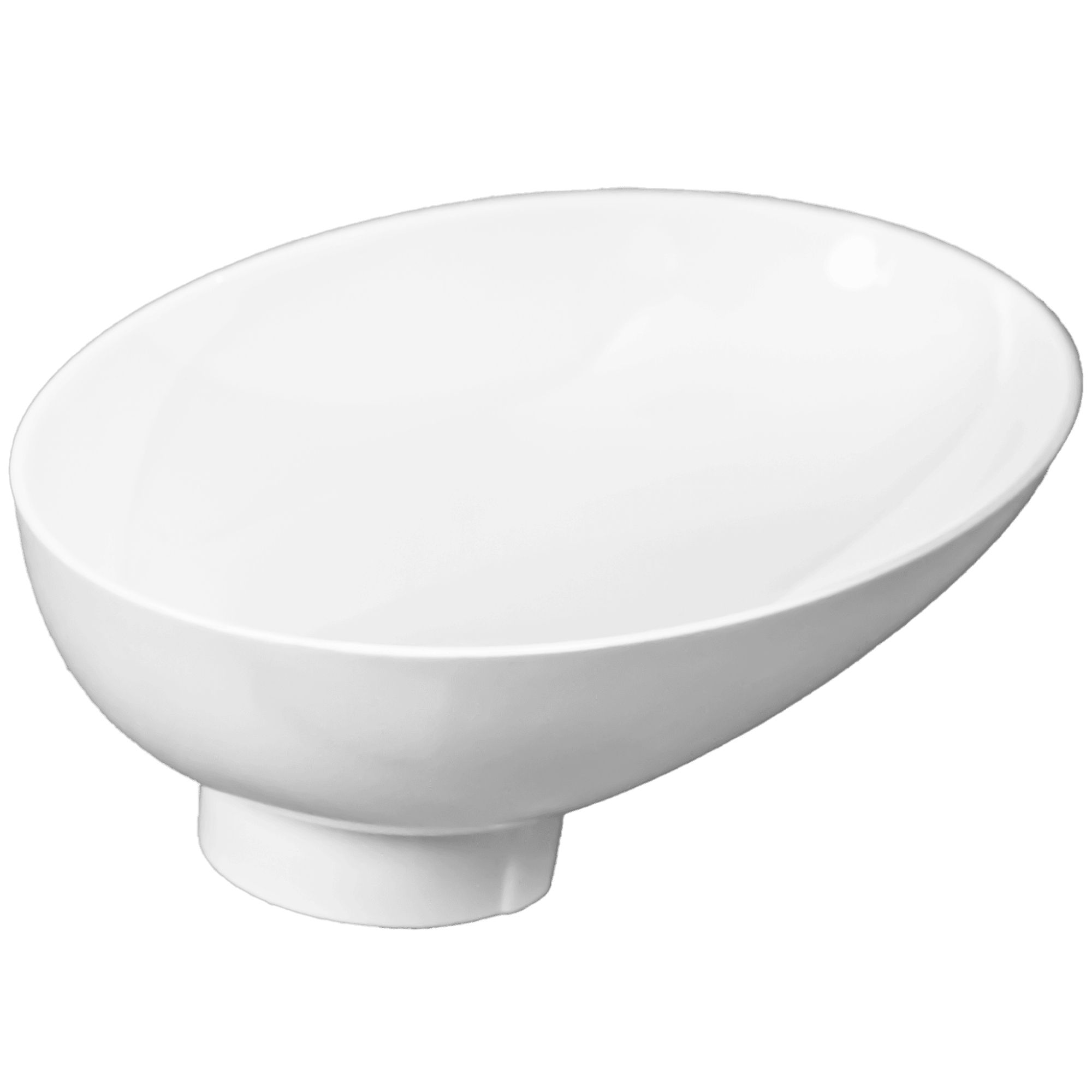 Gładka, biała owalna ceramiczna umywalka łazienkowa na białym tle.