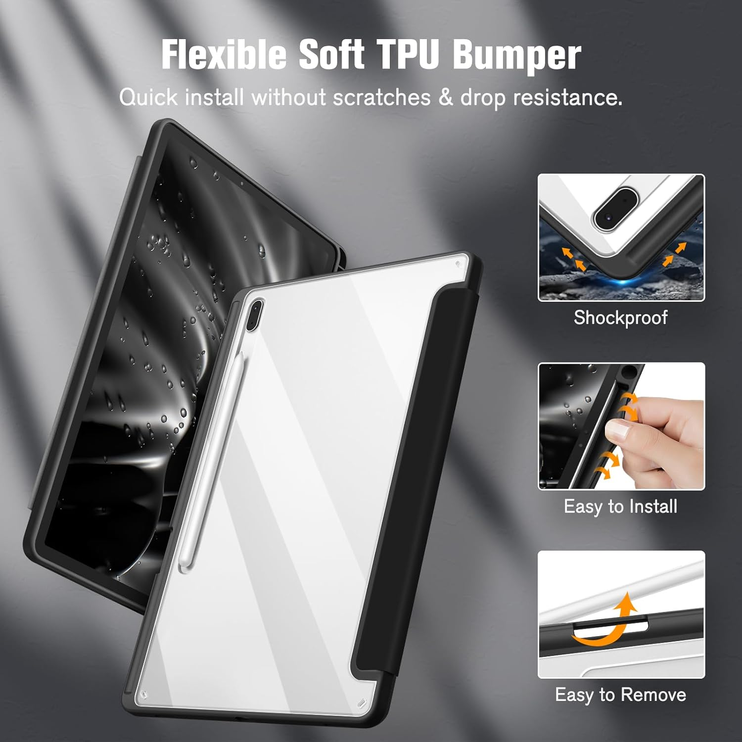 Flexibler weicher TPU-Bumper für Tablets mit stoßfester, einfacher Installation und Entfernung.