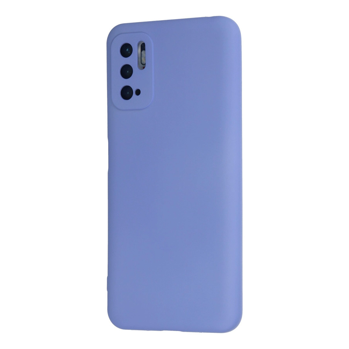 Lavanta rengi akıllı telefon kılıfı, beyaz arka planda kamera kesikli arka yüzünü gösteriyor.