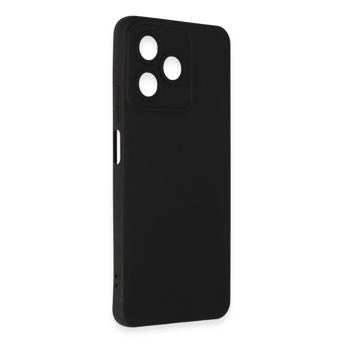 Üç kamera kesikli siyah koruyucu telefon kılıfı.