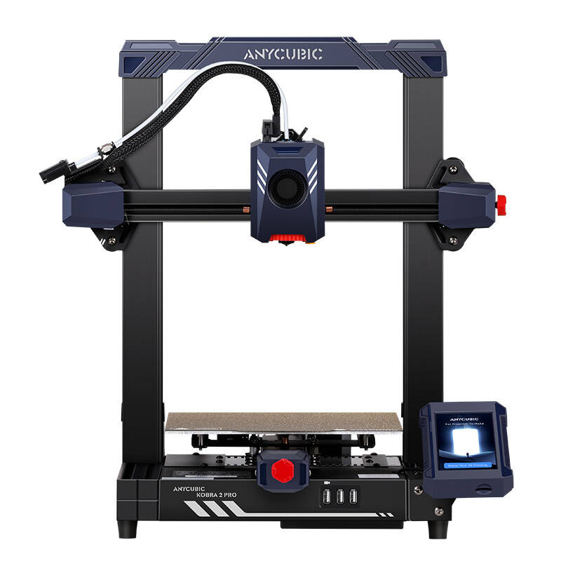 Stampante 3D Anycubic Kobra 2 Pro con struttura in metallo nero e grigio su sfondo bianco.