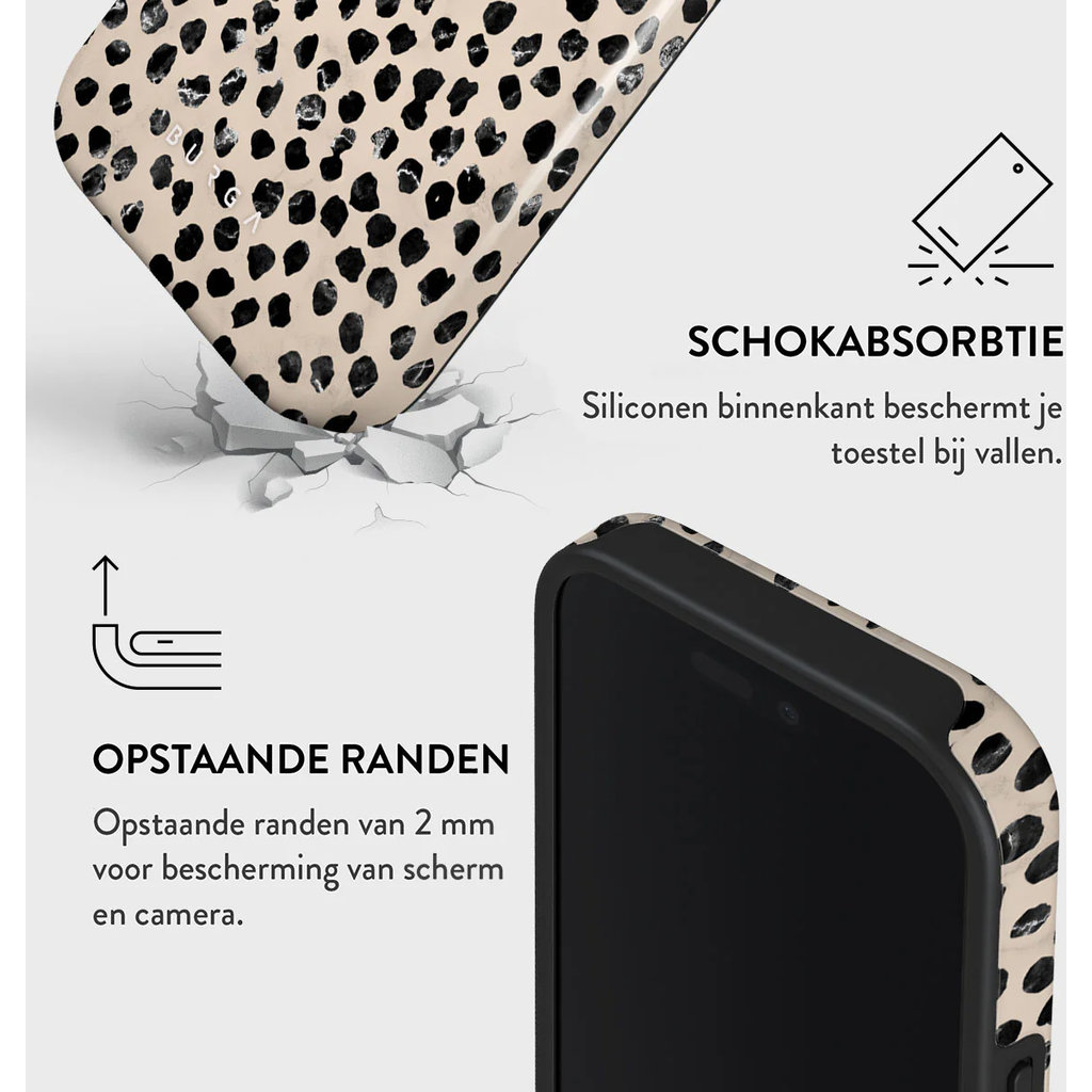 Handyhülle mit Leopardenmuster und Schutzfeatures wie Schockabsorption und erhöhten Kanten.