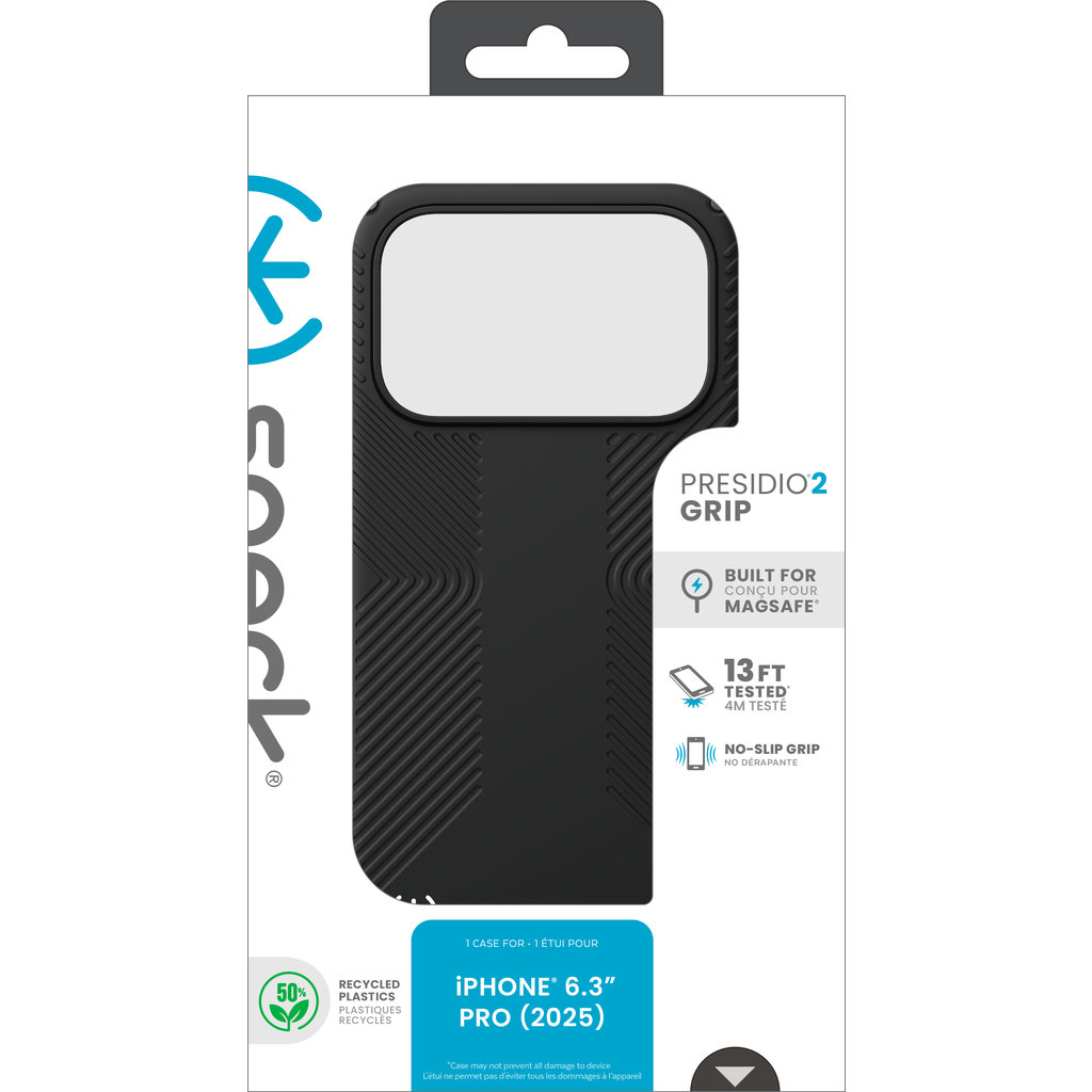 Confezione per custodia per telefono nera Presidio2 Grip per iPhone 6.3 Pro (2025).