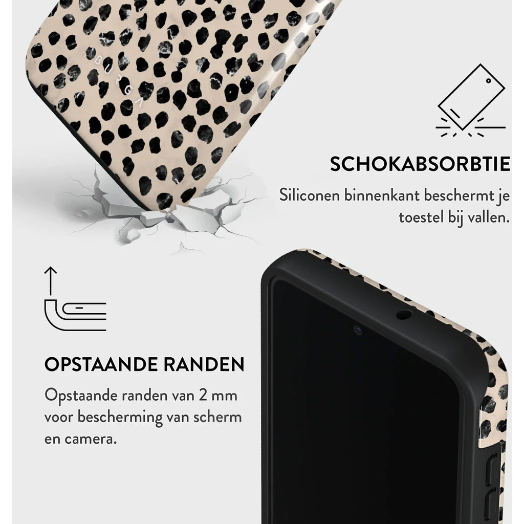 Coque de téléphone motif léopard, absorbant les chocs avec bords surélevés.
