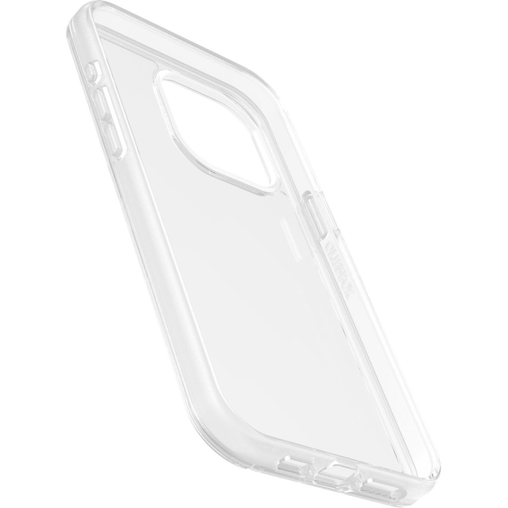 Eine transparente Schutzhülle für ein Smartphone auf weißem Hintergrund.