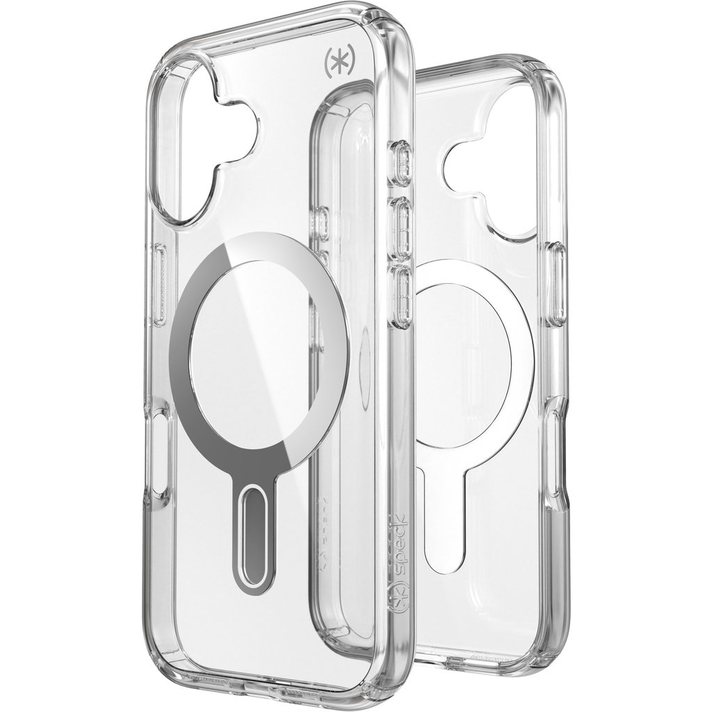 Due custodie trasparenti per telefono con anello MagSafe su sfondo bianco.