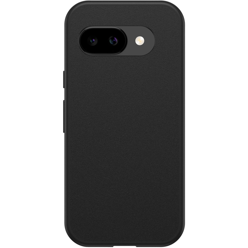 Vista posteriore di uno smartphone nero con una barra della fotocamera orizzontale e due lenti in alto.