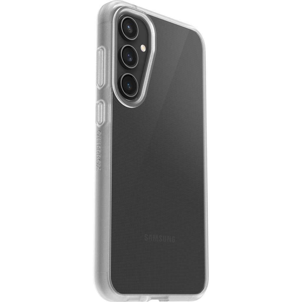 Una custodia protettiva trasparente su uno smartphone con fotocamere posteriori verticali.