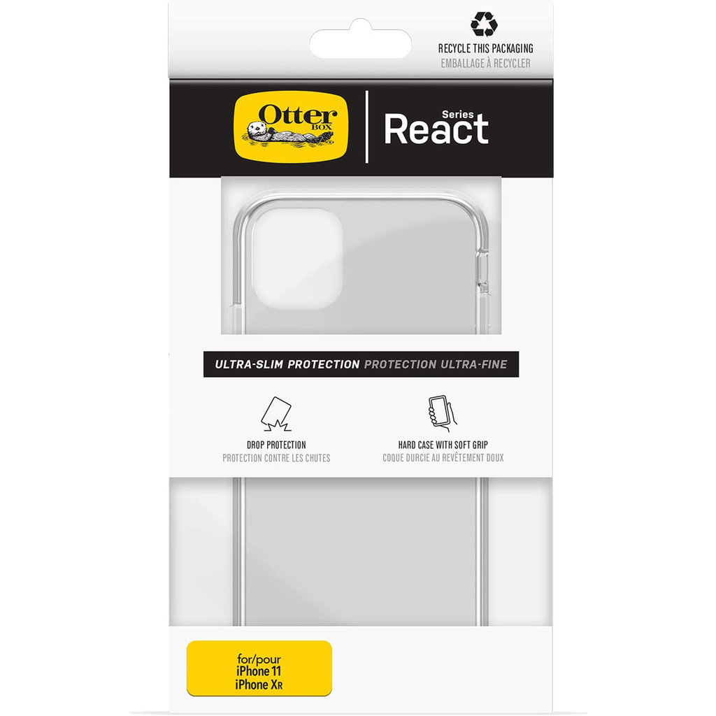 Verpackung für OtterBox React Serie ultra-schlanke Schutzhülle für iPhone 11 und iPhone XR.