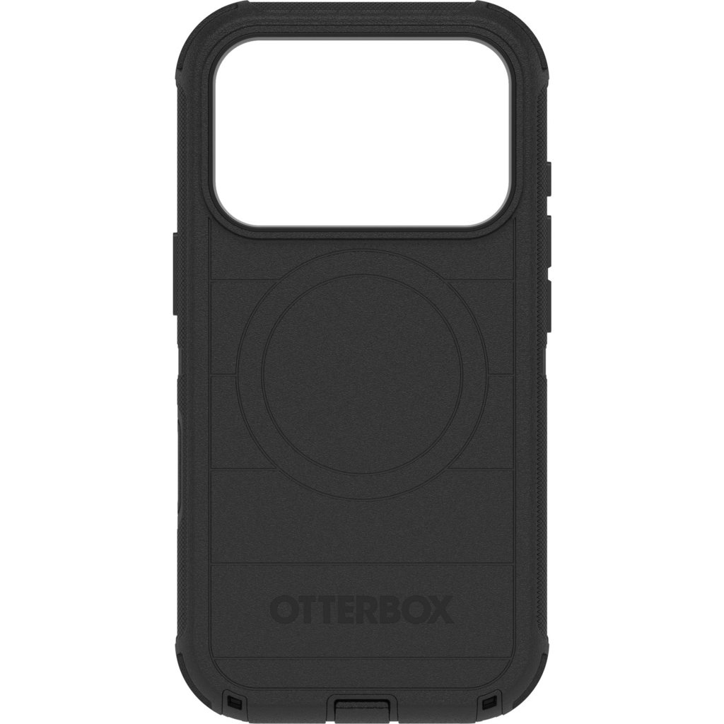 Schwarze OtterBox Handyhülle mit MagSafe-Kreis und Markenlogo.