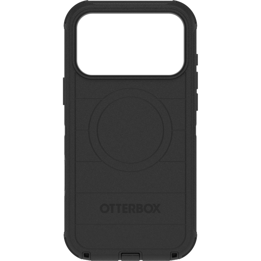 Schwarze OtterBox Handyhülle mit MagSafe-Kreis und Markenlogo.