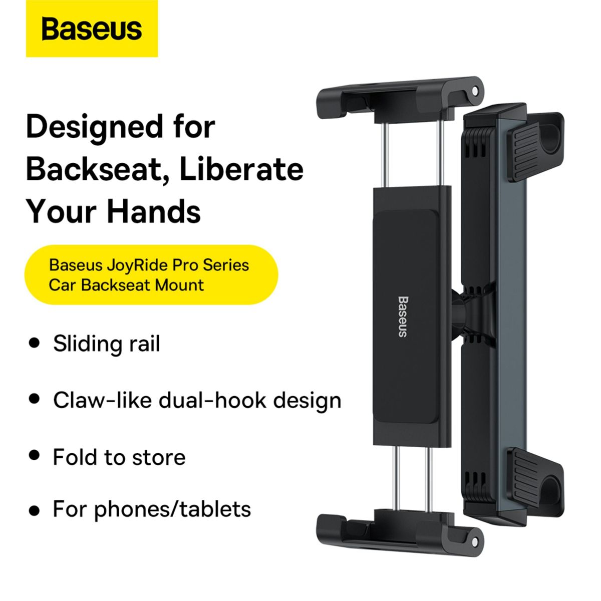 Support de siège arrière de voiture Baseus JoyRide Pro pour téléphones et tablettes, design pliable.