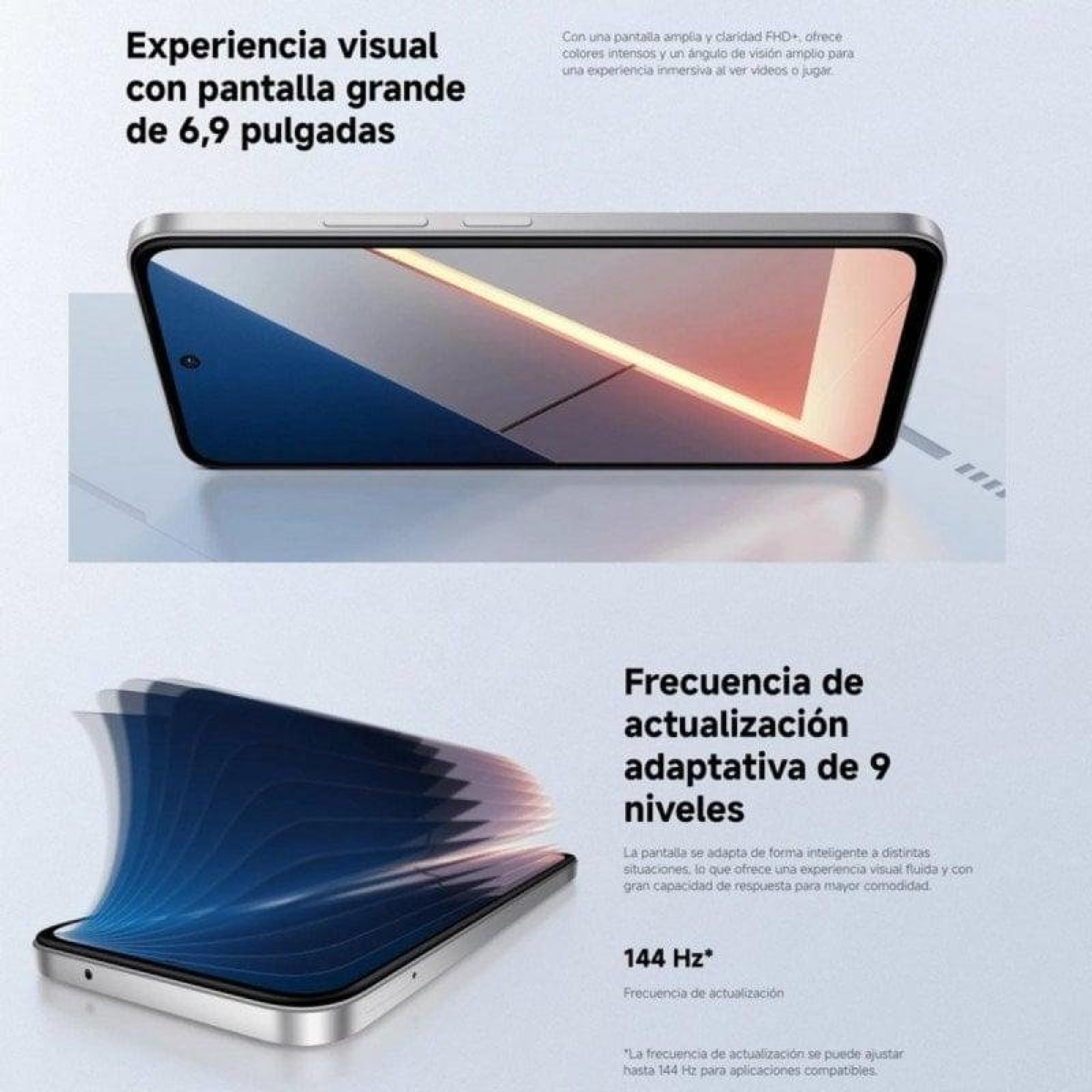 Smartphone con schermo grande da 6,9 pollici e frequenza di aggiornamento adattiva a 9 livelli.