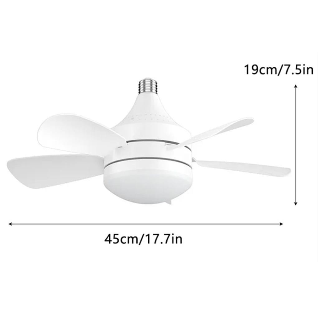 Beyaz arka planda 19 cm yükseklik ve 45 cm genişlik ölçülerine sahip vidalı tabanlı beyaz tavan vantilatörü.