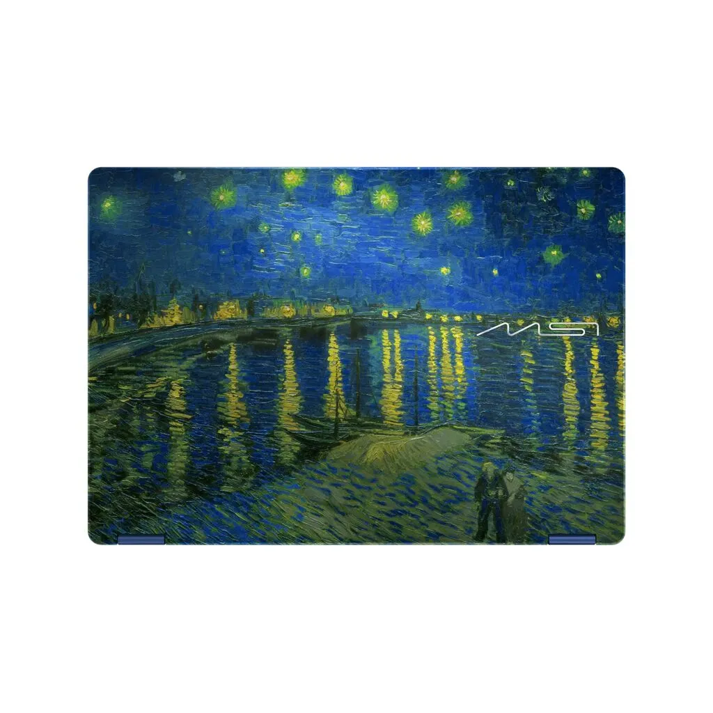 Van Gogh'un Rhone Üzerindeki Yıldızlı Gece tablosuyla kaplı dizüstü bilgisayar kapağı.