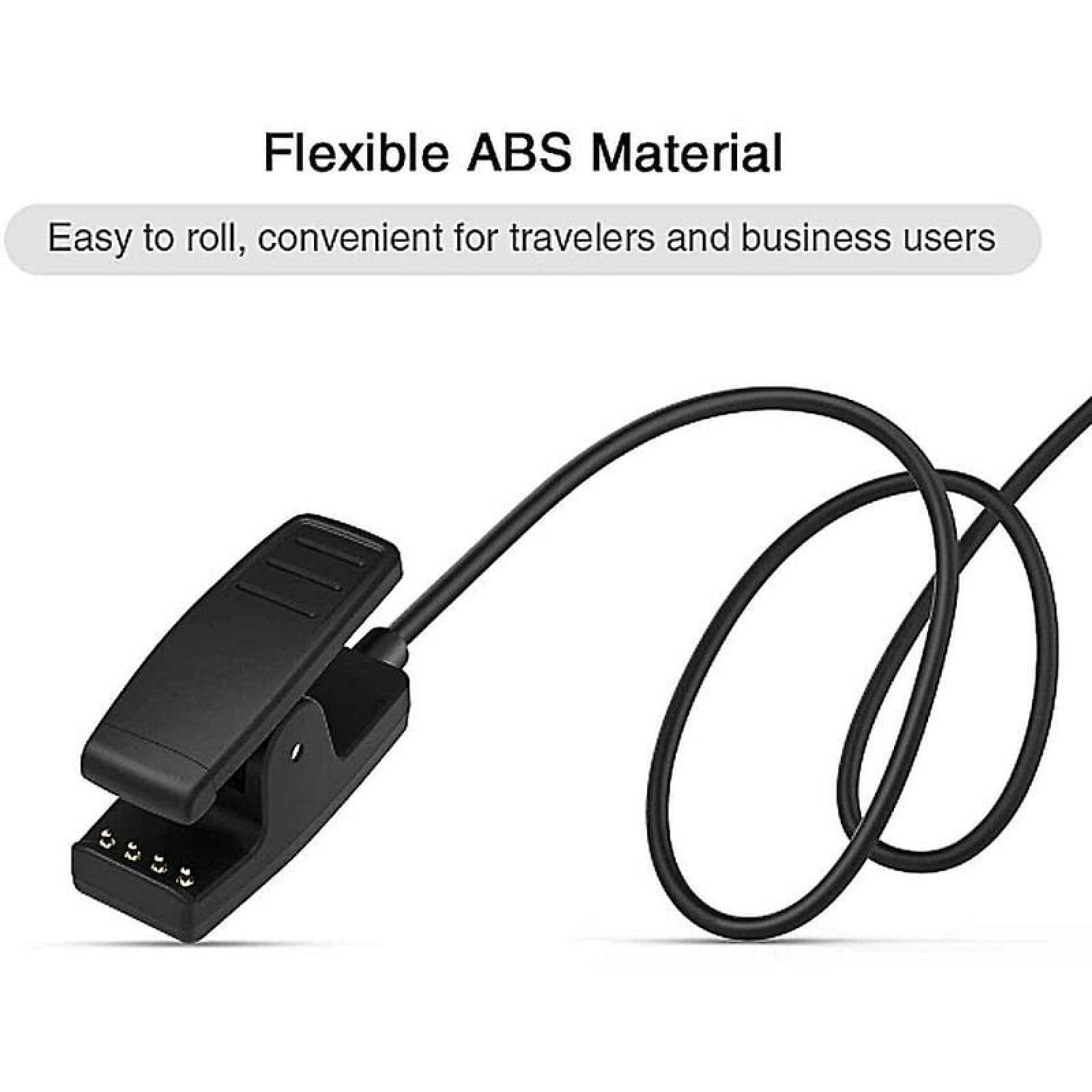 Ein schwarzer ABS-Clip mit einem gewundenen Kabel auf weißem Hintergrund.