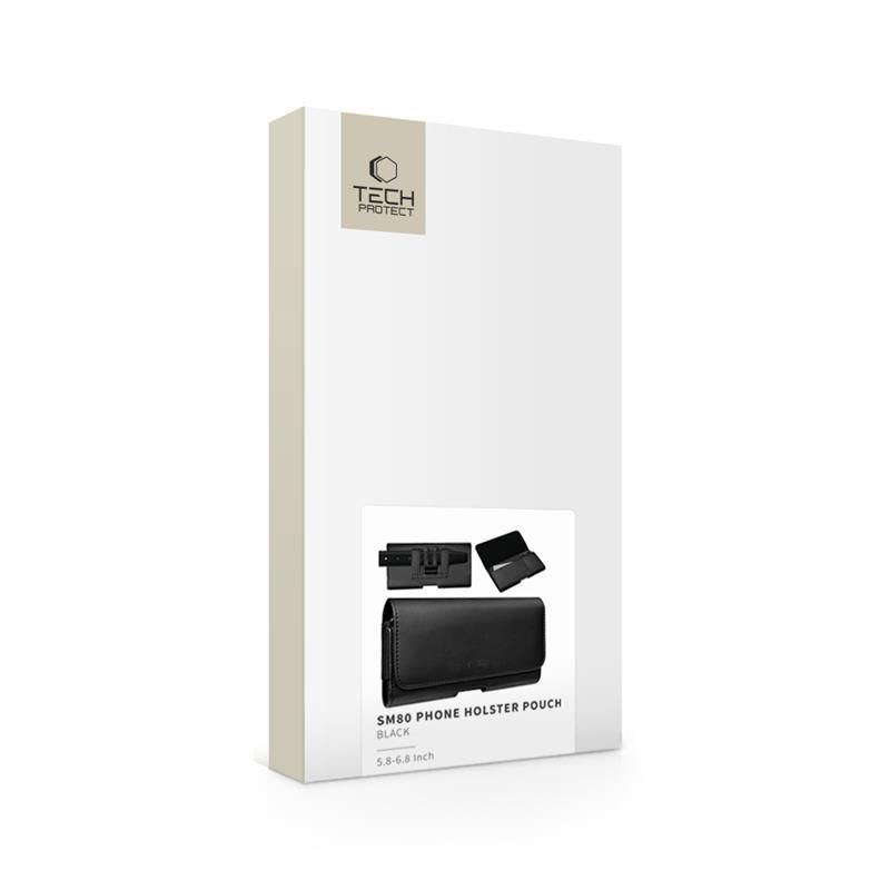 Tech Protect SM80 Handy-Holster-Tasche Produktbox in Schwarz.