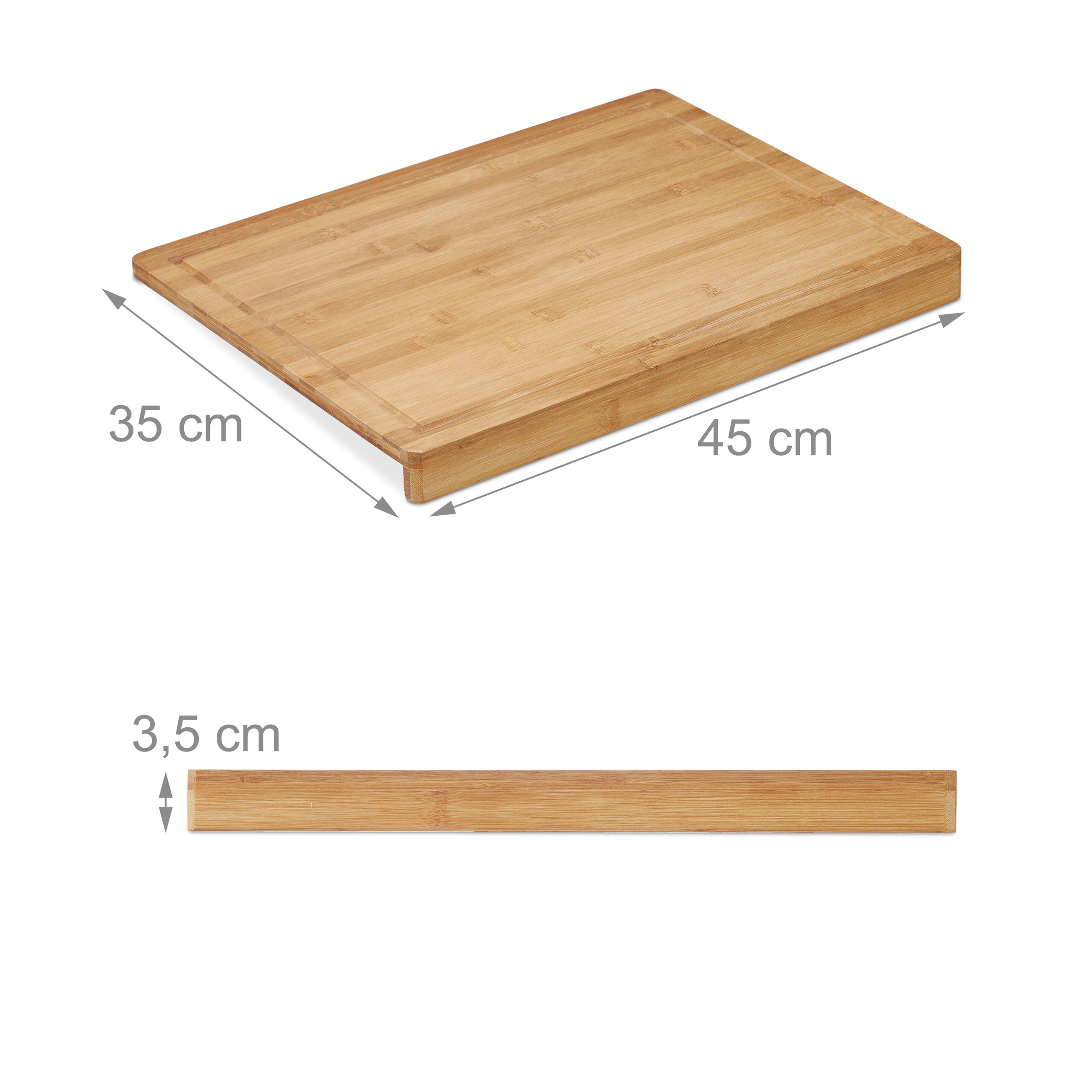 Tagliere in legno rettangolare di 45x35x3,5 cm.