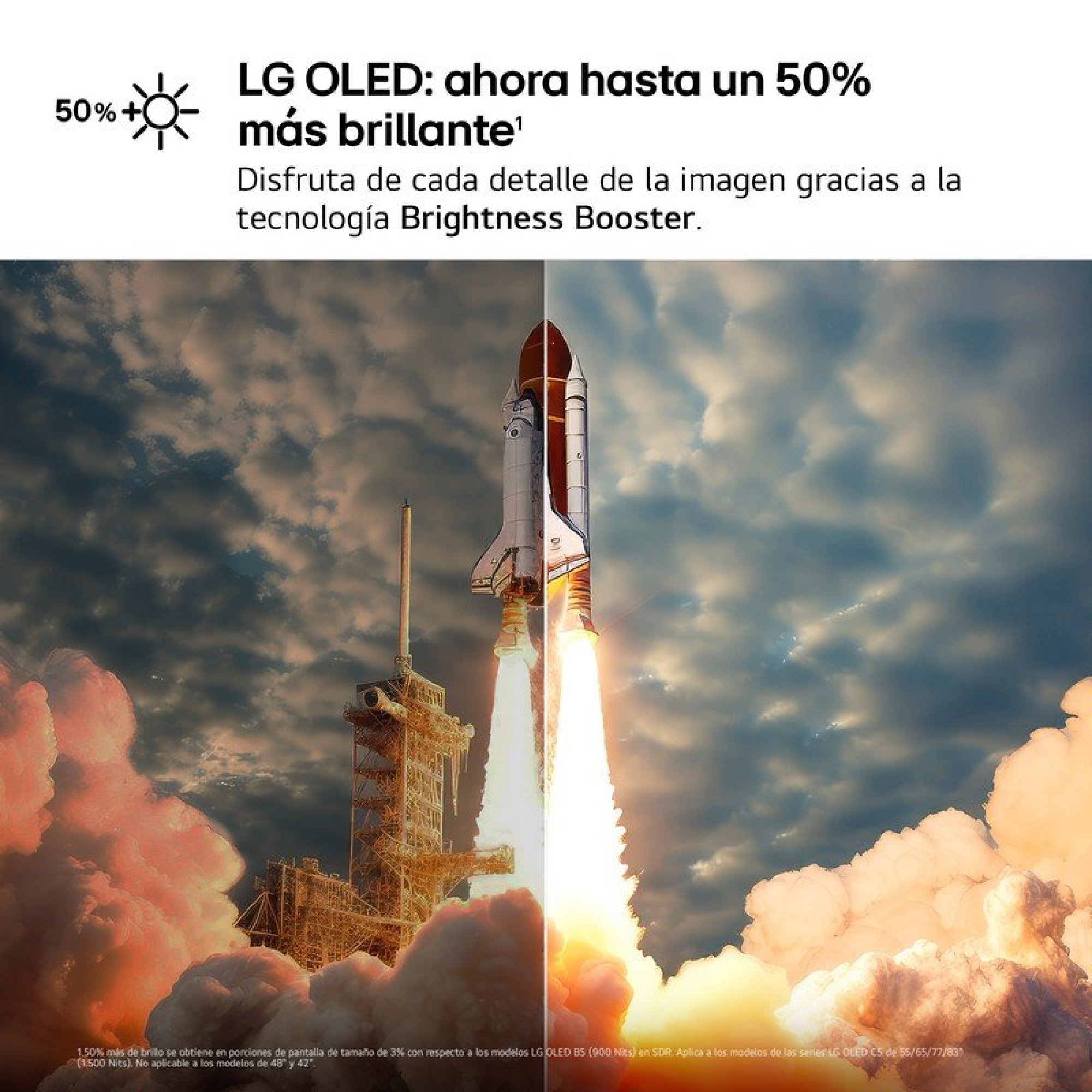 Confronto della luminosità dello schermo durante il lancio di un razzo con LG OLED.