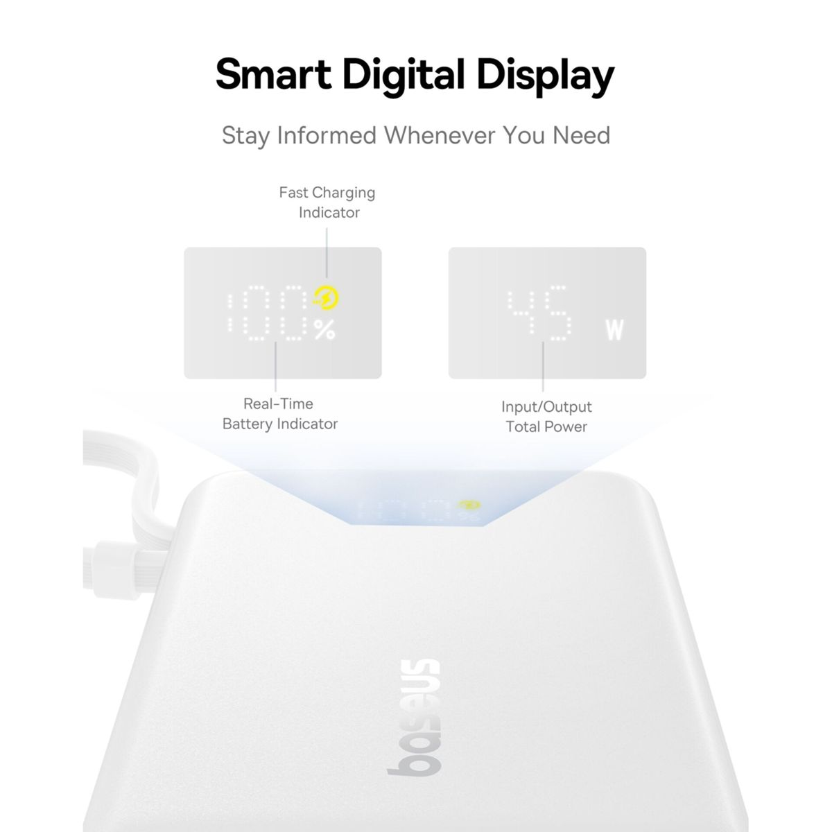 Display digitale intelligente con indicatori di batteria e potenza.