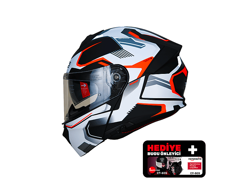 YOHE 935SV Çene Açılır Mat Siyah Beyaz Çift Vizör UV Bluetooth Yuvalı ECE 22.06 MIPS Xlarge Motosiklet Kaskı