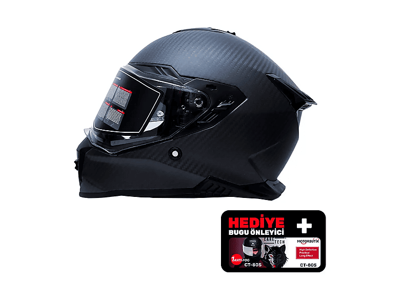 YOHE FG601 Karbon Full Face Mat Siyah Çift Vizör UV Bluetooth Yuvalı ECE 22.06 MIPS Xlarge Motosiklet Kaskı