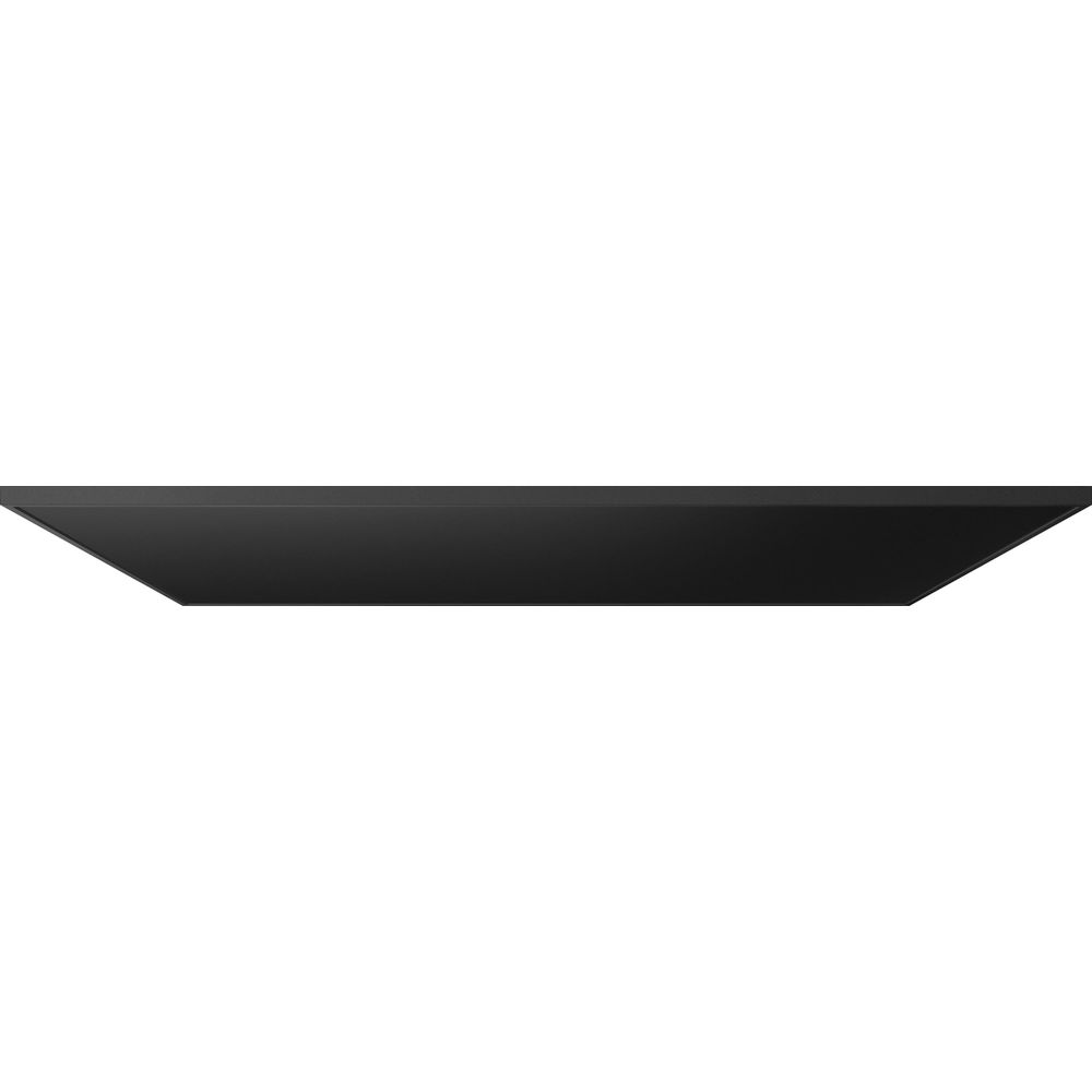 Une simple étagère murale noire aux bords biseautés sur fond blanc.