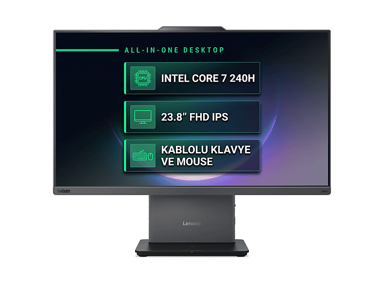 LENOVO ThinkCentre Neo 50a G5 12SC003YTR 003 Intel Core 7 240H 32 GB 1 TB 23,8 inç FreeDOS All In One Bilgisayar Gri